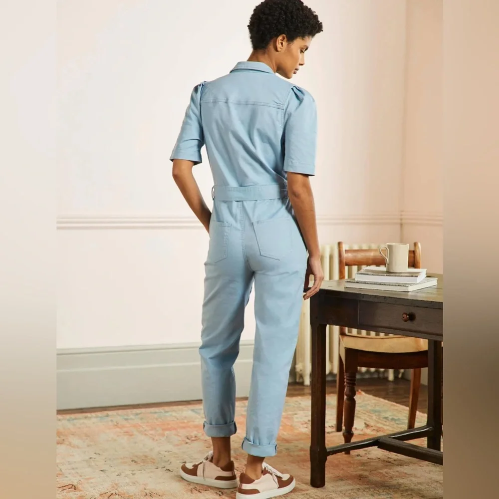 NWT BODEN Puff Sleeve Jumpsuit in Breeze - Picture 4 of 11